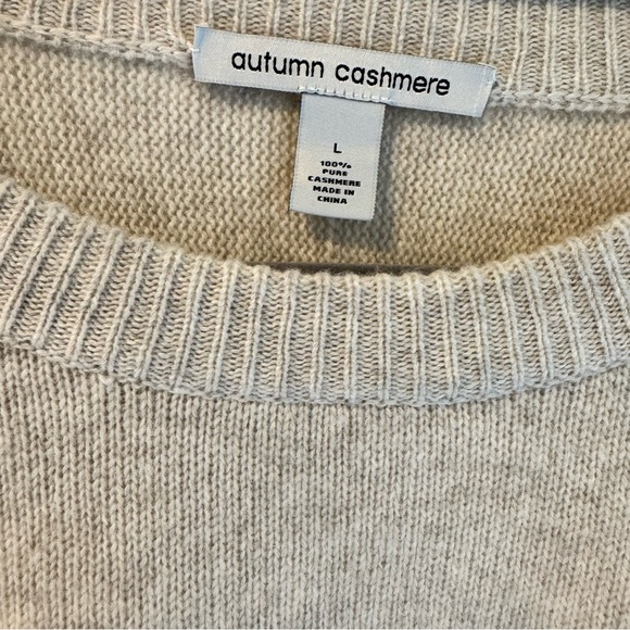 Autumn Cashmere Cropped Boxy Crewneck Beige Knit Sweater | L - Picture 2 of 5